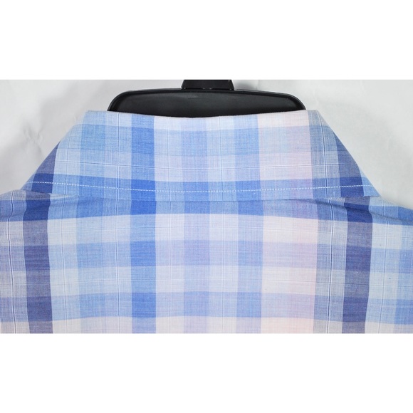 J Hilburn Blue Pink Check Bespoke Dress Shirt - Picture 4 of 6